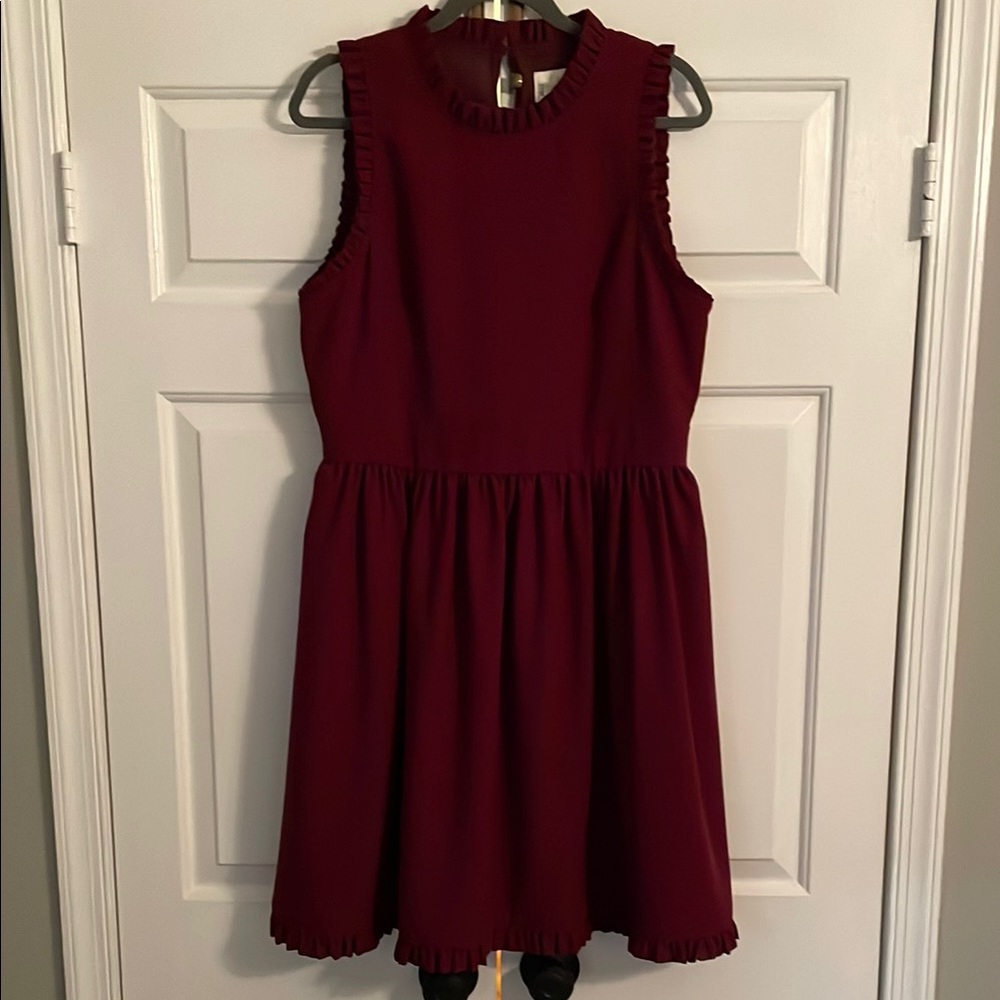 Kate Spade Burgundy Sleeveless A-Line Mini Dress